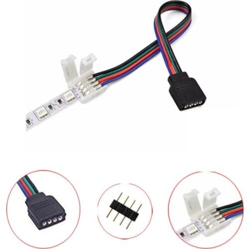 15cm 5050 RGB 4 pin LED Strip Light connectors Strip to Power Adaptor 4 Conductor 10mm Wide connector With Needle