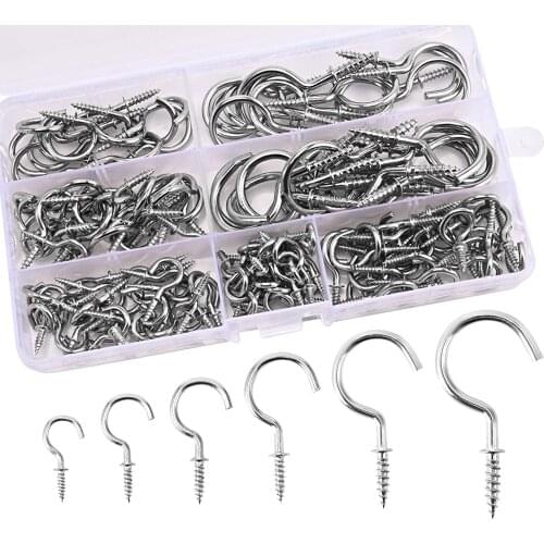 150Pcs Screw-in Wall Hooks Plant Hook Kitchen Screw-in Cup Hooks Kit Ceiling Hooks Hooks Cup Hooks in 7 Size for Hanging Indoor
