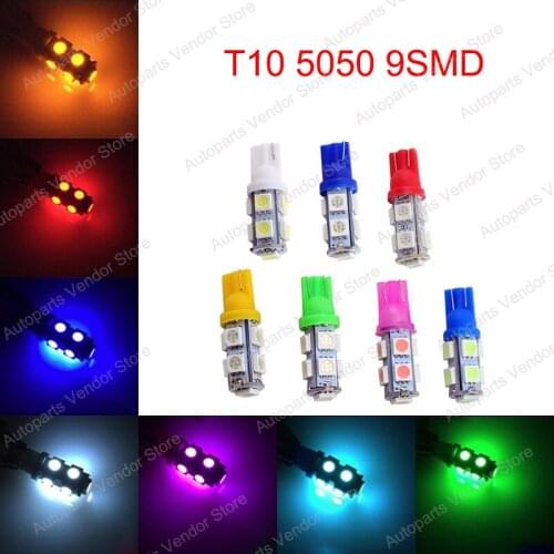 20Pcs T10 W5W 5050 9SMD Car Wedge LED Bulbs Replacement Clearance Lamps Door Reading Tail Box License Plate Lights 12V