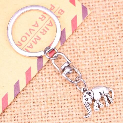 20pcs New Fashion Keychain 20x16x4mm proboscis elephant Pendants DIY Men Jewelry Car Key Chain Ring Holder Souvenir For Gift