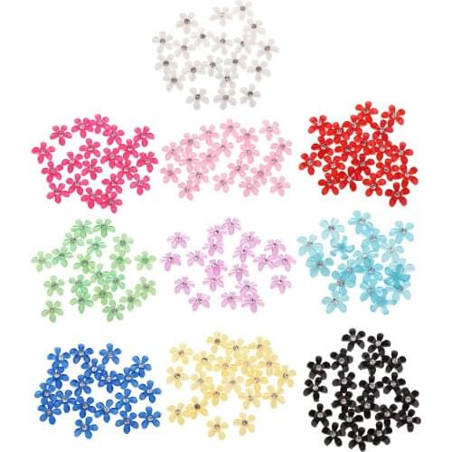 20x Flower Resin Rhinestone Button Glue On Flat Back Embellishments DIY Hair