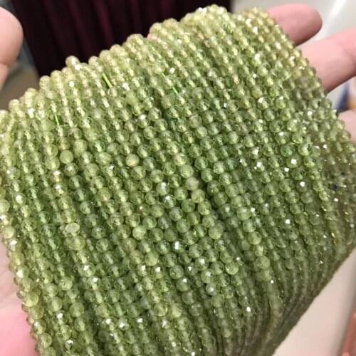 3mm Faceted Natural Olivine Stone Beads Round Loose Olive Crystal Quartz Stone Beads For Health Energy Bracelet Jewelry Making
