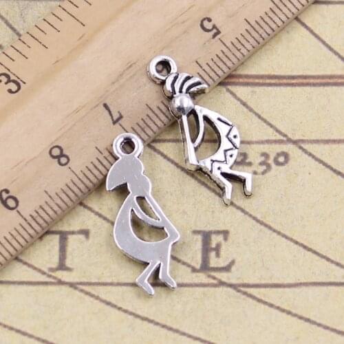 30pcs Charms Native Kokopelli 24x9mm Antique Bronze Silver Color Pendants Making DIY Handmade Tibetan Finding Jewelry Bracelet