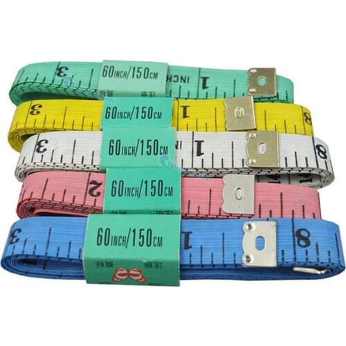 5 Pcs / Lot Tape Measure 150cm x 1.2cm Measuring Sewing Tailor Ruler Craft Clothes Ruler Mixed Colors