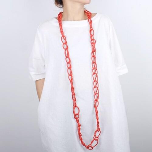 JID Vintage Red Color Rubber Chain Necklace Adjustable Statement Street Necklace Exaggerated Multilayer Female Neck Jewellery