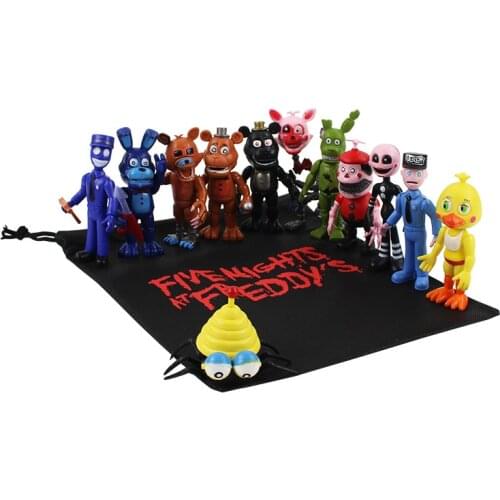 13pcs/lot 9cm PVC Action Figures with Gift Bag Fazbear Foxy Dolls Toys brinqudoes