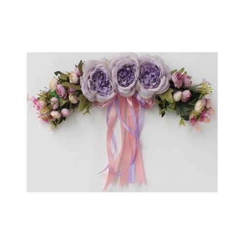 Purple Peony Artificial Silk Flowers Tea Rose Wreaths Mirror Flowers Door Lintel Flower Vine Party Supplies Wedding Decoration