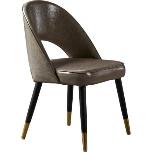 Flannel dining chair living room color modern minimalist light luxury home eating back solid wood foot leather chair