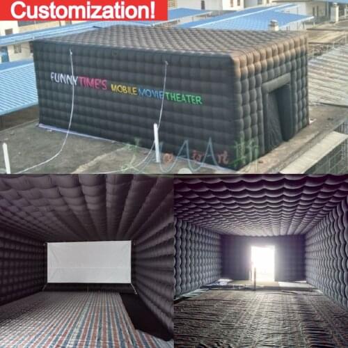 Customized giant inflatable black cinema tent model,Movie Tunnel Inflatable Marquee with screen for Events