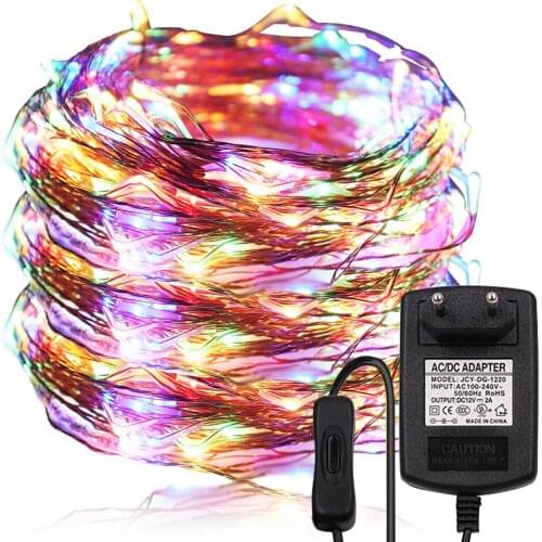 Fairy Lights Copper Wire LED String Lights 10m 20m 30m Christmas Garland Indoor Bedroom Home Wedding New Year Decoration 12V