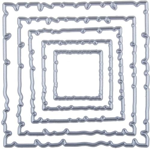 Hemere 95*94mm Square Wave Frame Metal Steel Cutting Dies Stencil For DIY Scrapbooking Paper/photo Card Embossing Die Template