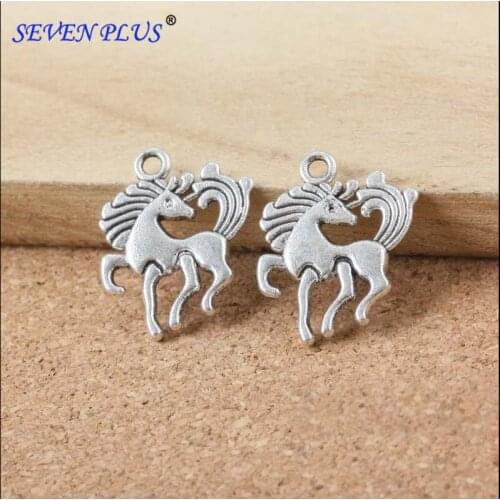Good Quality 30 PCS/Lot 20mm*15mm antique silver plated Alloy Animals Horse Charms
