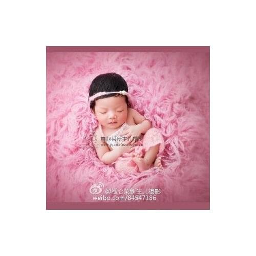 Crochet Baby Mohair Headband and Romper Lovely Newborn Knitted Pants Set Photography Props