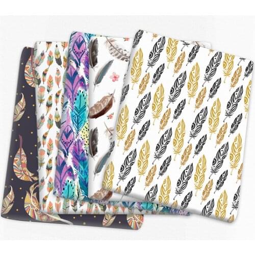 Patchwork Leaves Feather Printed Polyester Cotton Fabric for Tissue Sewing Quilting Fabrics Needlework Material,c13958