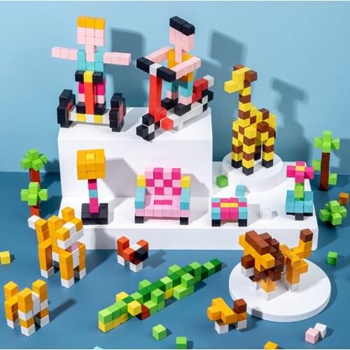 Small Particle Mosaic 3D Solid Wooden Puzzle Toy For Kindergarten Children Brain-stimulating And Hands-on Early Education Puzzle