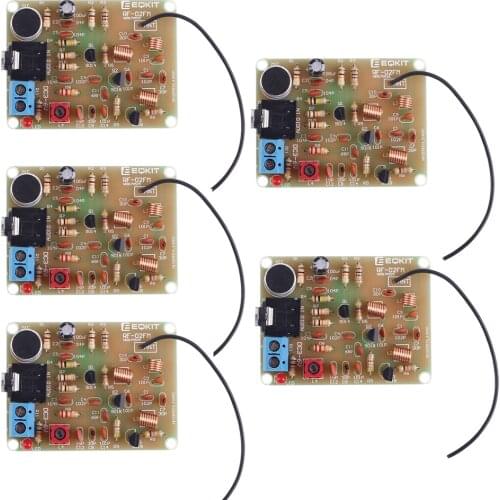 5Pcs DC 3V FM Radio Transmitter Kit With Microphone 88-108MHz Sound Electrical Signal Transform Module DIY Solder Practice