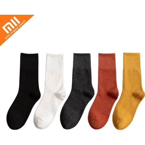 Xiaomi 5pcs Socks Women Spring Summer Tube Socks Korean Version Ins Trend Japanese White Long Tube Ladies Pile Cotton Socks