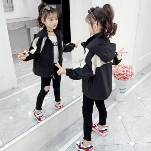 2021 NEW Autumn Jackets for Girls Teenage Fashion Kids Girl Jacket Hooded Windbreaker for Girl Children Jacket Baby Trench Coat