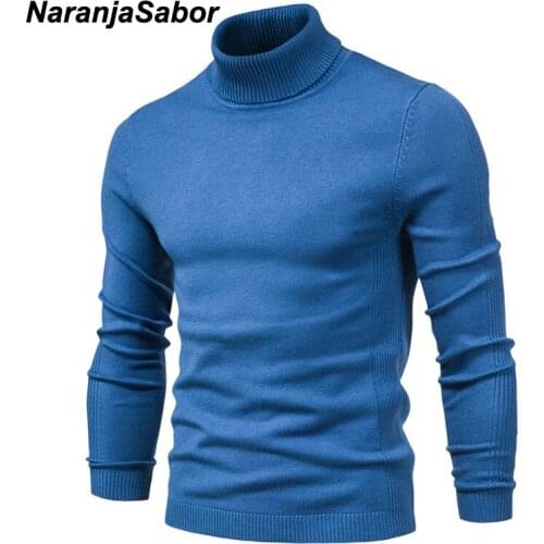 NaranjaSabor New Winter Thick Pullover Mens High Collar Basic Solid Color Warm Sweaters Men Fashion Slim Casual Sweater 4XL N694