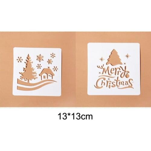 Christmas Stencil For Walls Painting Scrapbooking Stamp Album Decor DIY Xmas Tree Snowflake Paper Card Template Stencil Reusable