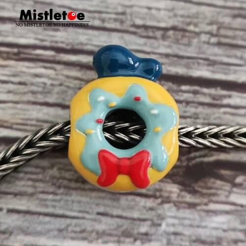 Mistletoe 925 Sterling Silver Donuts Charm Bead European Jewelry