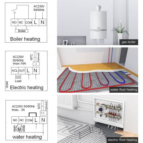 RF Module 16A Receiver. Wireless Room Thermostat Set for Water Floor Heating Remote Control Temperature Controller