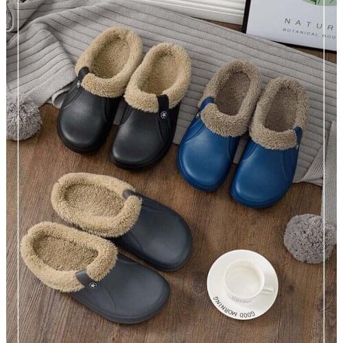 RH Original Winter Clogs Garden Men Brand Design Warm Fur Home Garden Shoes Sandals Hole Slippers
