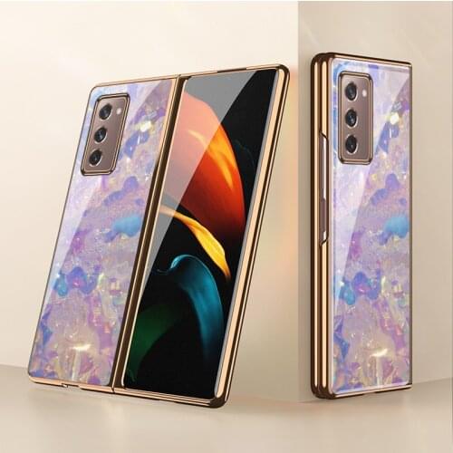 Luxury Phone Case For Samsung Galaxy Z Fold 2 Z Flip Symphony Glittering Cases Patterned Tempered Glass Mobile Phone Cover
