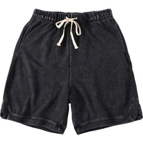 Summer wash old vintage shorts men side split hem men short pants casual shorts masculino elastic waist Sportswear short homme