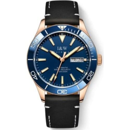 Switzerland I&W Men Automatic Watch Sapphire Luxury Mechanical Wristwatch Men Stainless Steel Waterproof 100M Mekaniska klockor