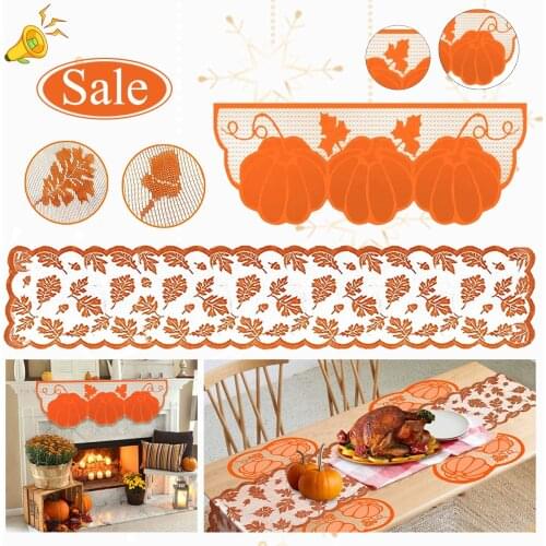 Thanksgiving Golden Autumn Decoration Family Tree Leaf Tablecloth Scarf Fireplace Harvest Festival Table Runner Practical