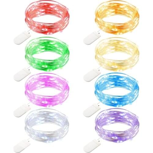 8 Pack 7.2' 20 LED Battery Operated Fairy Mini Copper Wire Firefly String Lights for Bedroom Wedding Mason Decor DIY Costume