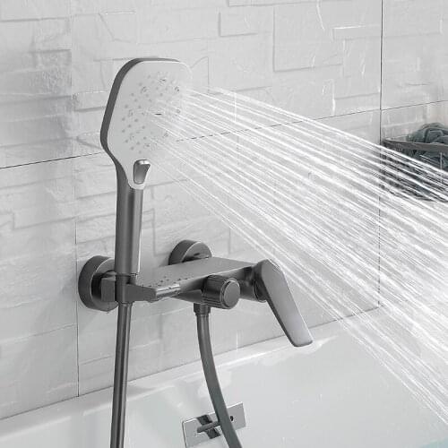 Bathroom Tub Faucet Single Handle wall mounted Tap with Hand Shower Triple Bathtub Faucet Hot and Cold Water Mixer Tap