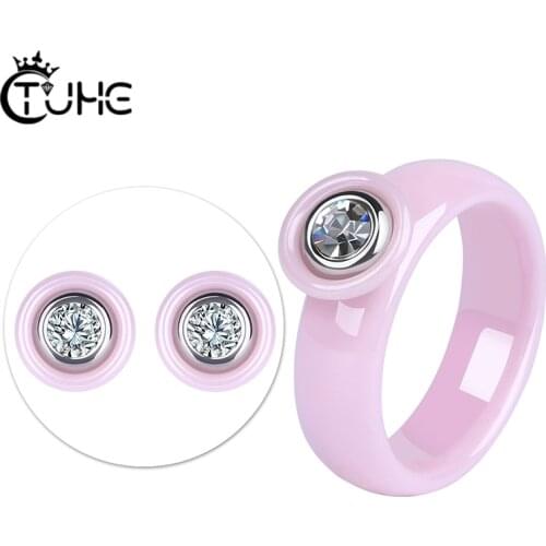 Bridal Jewelry Sets Parure Bijoux Femme Pink Healthy Ceramic Circle Jewelry Wedding Jewelry Sets With AAA Rhinestone Wholesale