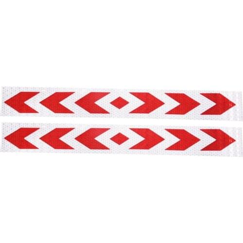 Car Warning Signal Truck Reflective Self-adhesive Tag Red Silver with Arrows in Rectangular Shape Reflective Plastic 2 Pieces