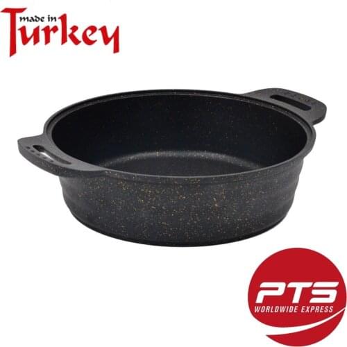Turkish Brand NURGAZ Granite Casting Camping Pot Household Kitchen Cooking Tool Cookware Granite Cast Iron Griddle Pan 28 cm