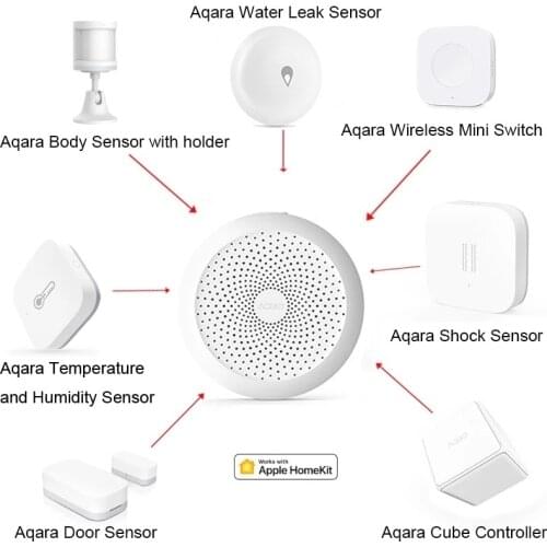 Xiaomi Smart Home Kits Aqara Gateway M1S Hub Door Sensor Human Body Wireless Switch Temperature Water Sensor Mi Homekit