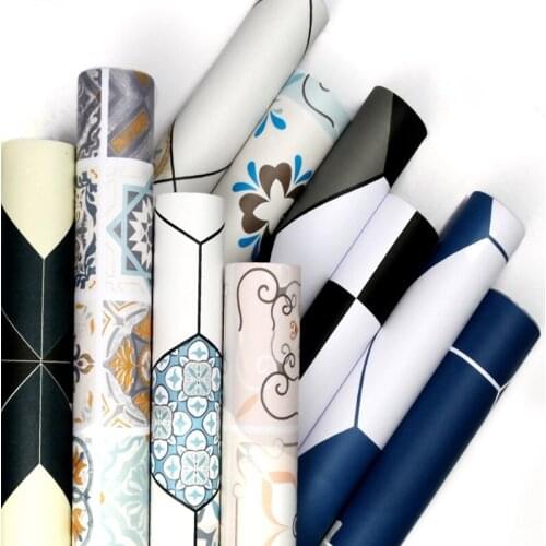 PVC Waterproof Floor Sticker Tile Anti-Slip Self-Adhesive Waterproof Wallpapers for Bathroom Kitchen Peel and Stick Wall Mural