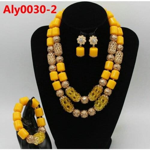 Jewelry Sets For Women Nigerian Necklace African Beads Jewelry Set In Gold Color Wedding Luxury Dubai Jewelry Sets Aly0030-1
