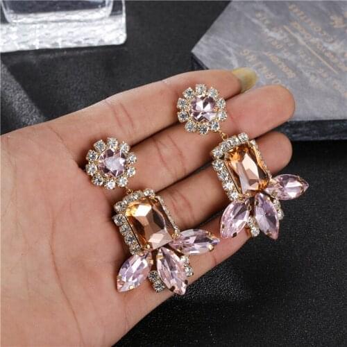 Korean Pink Gem Stud Earrings For Women 2020 Luxury Classic Tassel Ladies Earrings Oorbellen Hangers