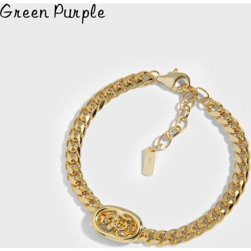 S925 Sterling Silver Cuban Link Chain Bracelet 18K Gold Plated Miami Cuban Bracelet Cuban Chain Bracelet For Women Gold Bracelet