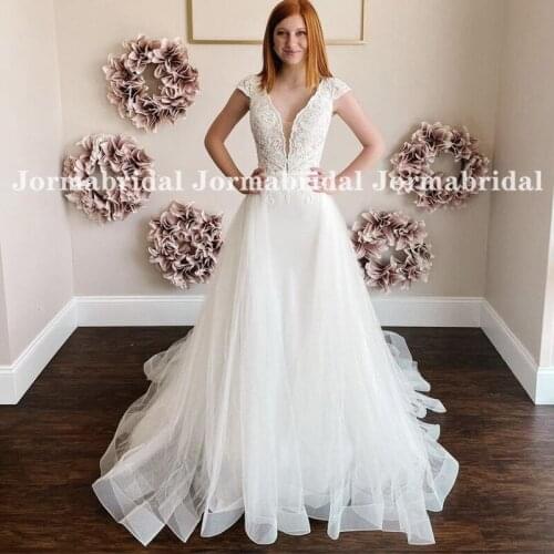 Cap Sleeve Mermaid Wedding Dresses With Detachable Tulle Skirt 2021 Deep V-Neck Lace Applique Bridal Gowns Vestidos De Novia