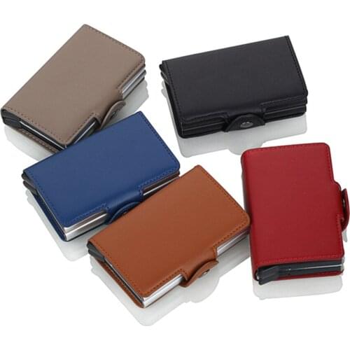 1 Piece Pu Leather Credit Card Holder Men Wallet Unisex Card Holder Blocking RFID Wallet ID Card Case Aluminium Travel Purse