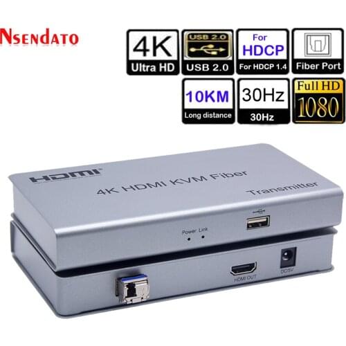10km KVM Switch USB HDMI 4k 30hz Fiber Extender with 2 Ports USB 2.0 Sharing monitor mouse keyboard For HDCP 1.4 PC HDTV Monitor