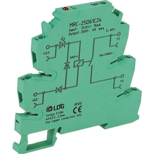 10pcs/lot MRC-25D61C24 PLC control board ultra thin intermediate relay module Output 6A 250VAC/DC normally open silver alloy