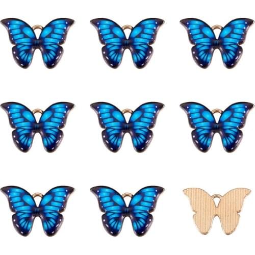 100pcs Butterfly Shape Printed Alloy Pendants with Enamel for Jewelry Making DIY Bracelet Necklace Handmade Supplies 15.5x22x2mm