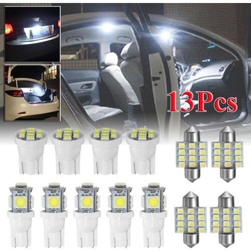 13pcs White Auto LED Bulbs 12V Car Interior Lights For Dome License Plate Lamp Drop Shipping