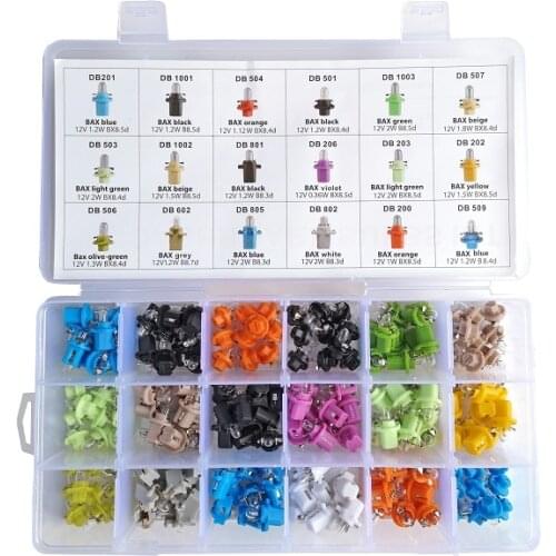 180Pcs T5 B8.5D BX8.4d B8.3d 12V 1.2W Lnternal Instrument Bulbs BX8.5d B8.7d Auto Dashboard Instrument Cluster Light