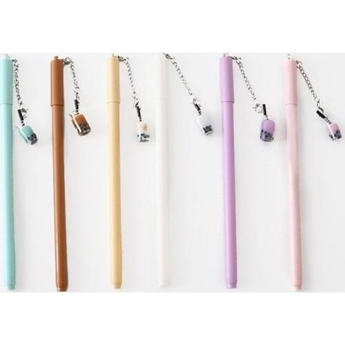 36 pcs/lot Creative Milk Tea Pendant Gel Pen Cute 0.5mm black Ink Signature Pens Promotional Gift Office School Supplies