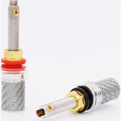 4pcs/Pack style Rhodium Plated Carbon Fiber Audio Speaker Terminal Binding Post Socket